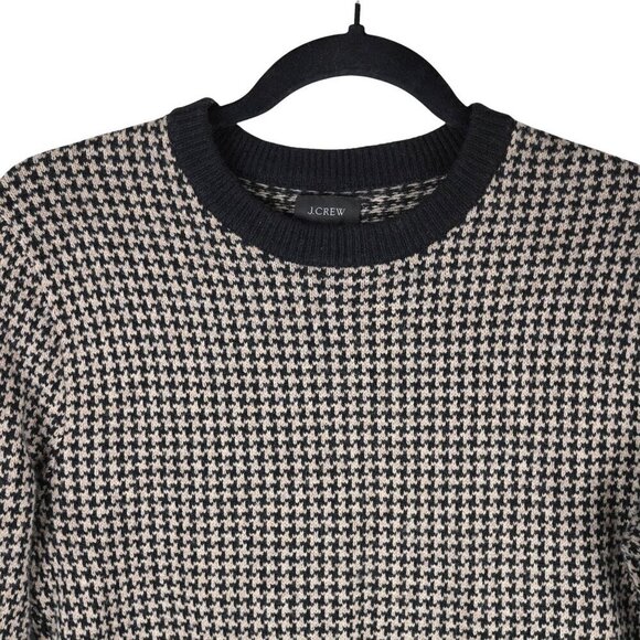 J.Crew Womens Houndstooth Pattern Wool Blend Sweater XS Black/Tan - Picture 2 of 5